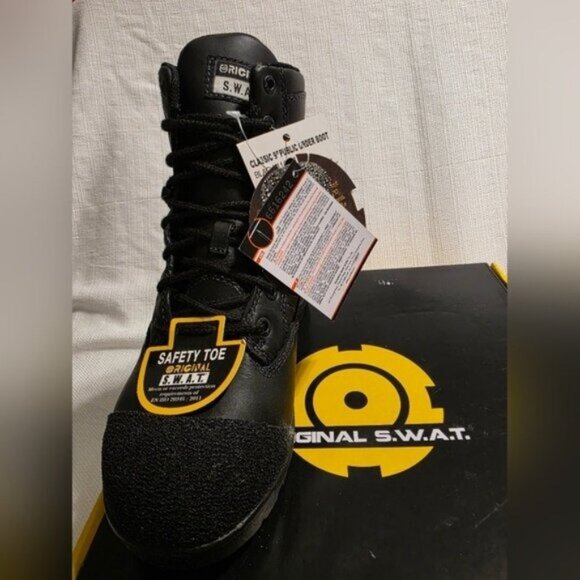 Original S.W.A.T. Classic 9" Tactical Boots Black Size 5 Waterproof Safety Toe - Picture 2 of 16